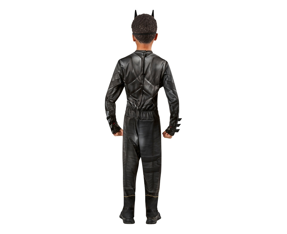 Includes: Batman printed jumpsuit with cape and mask